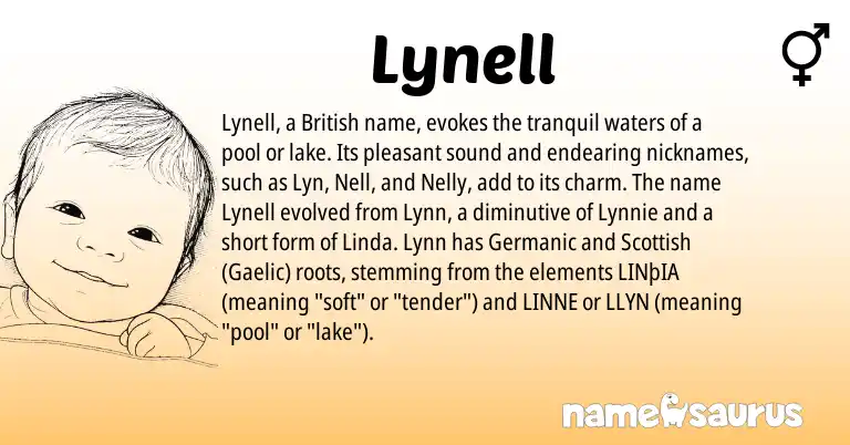 Infographic about Lynell name meaning, Lynell is a name from Gaelic, British, Germanic, Scottish origin(s).