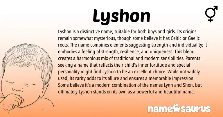 Infographic about Lyshon name meaning, Lyshon is a name from Other origin(s).