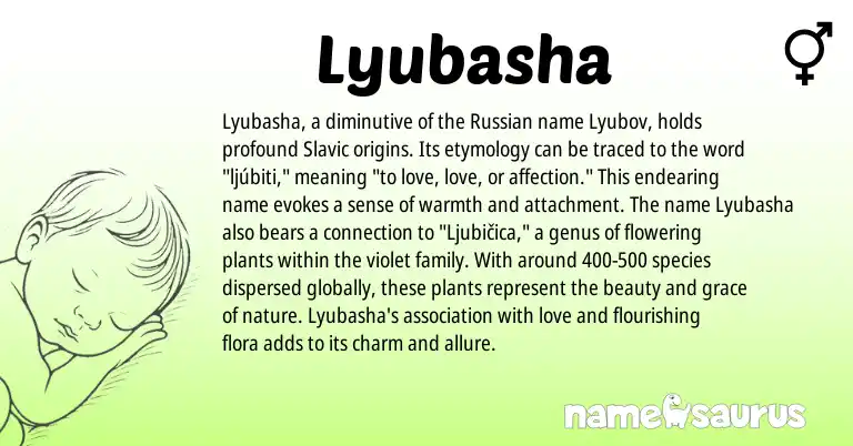 Infographic about Lyubasha name meaning, Lyubasha is a name from Russian, Slavic origin(s).