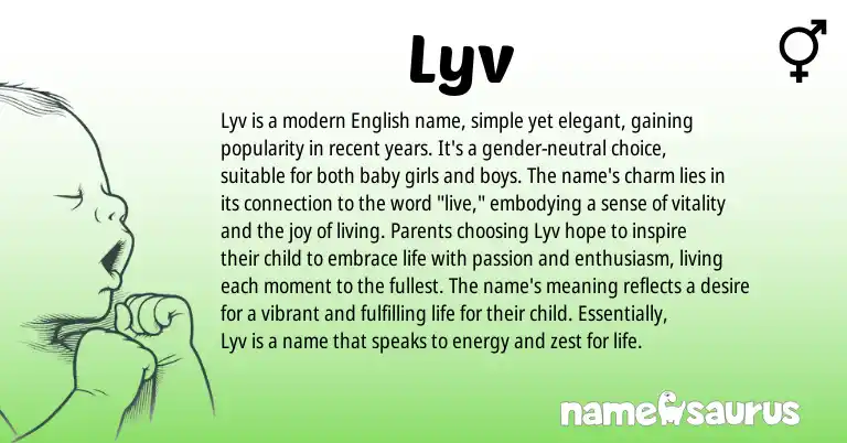 Infographic about Lyv name meaning, Lyv is a name from English origin(s).