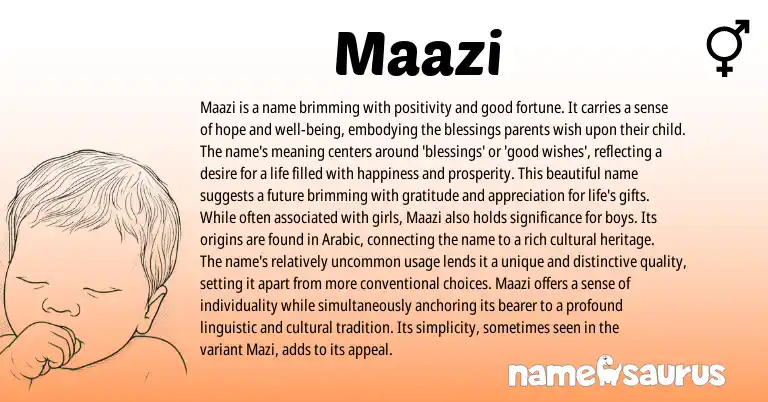 Infographic about Maazi name meaning, Maazi is a name from Persian origin(s).