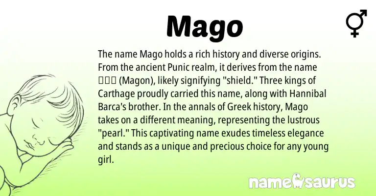 Infographic about Mago name meaning, Mago is a name from Greek origin(s).