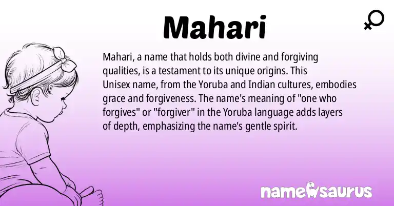 Infographic about Mahari name meaning, Mahari is a name from Yoruba, Indian origin(s).