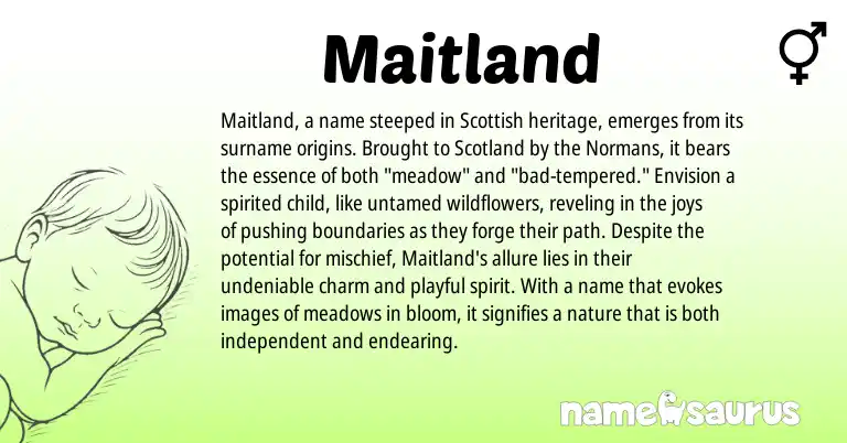 Infographic about Maitland name meaning, Maitland is a name from Scottish origin(s).