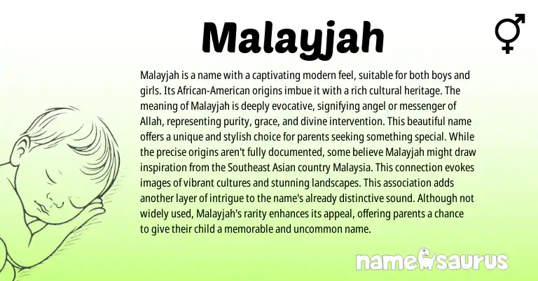 Infographic about Malayjah name meaning, Malayjah is a name from Other origin(s).