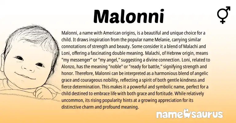 Infographic about Malonni name meaning, Malonni is a name from Hebrew origin(s).
