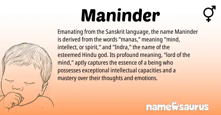 Infographic about Maninder name meaning, Maninder is a name from Sanskrit, Hindu origin(s).
