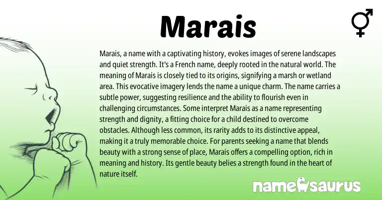 Infographic about Marais name meaning, Marais is a name from French origin(s).