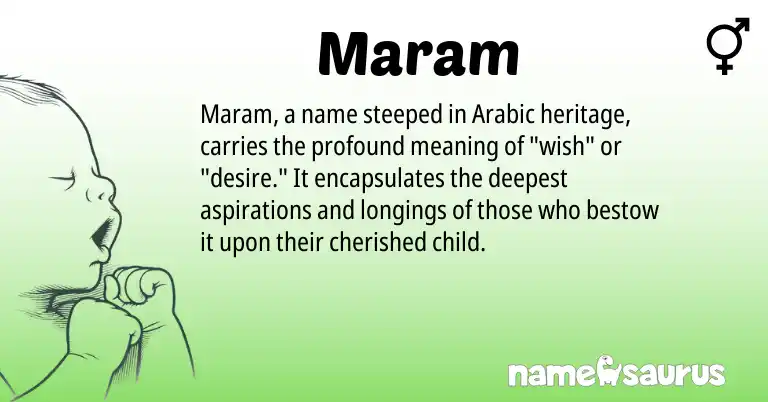 Infographic about Maram name meaning, Maram is a name from Arabic origin(s).