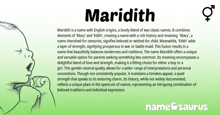 Infographic about Maridith name meaning, Maridith is a name from English origin(s).