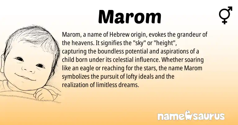 Infographic about Marom name meaning, Marom is a name from Hebrew origin(s).
