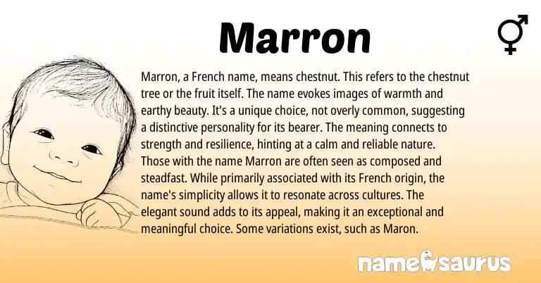 Infographic about Marron name meaning, Marron is a name from French origin(s).