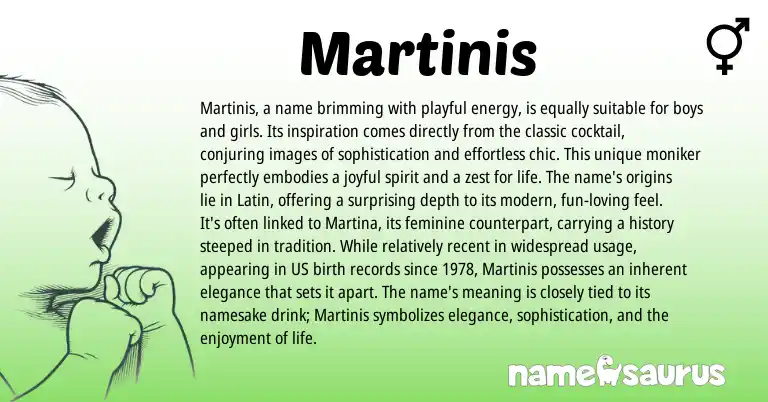Infographic about Martinis name meaning, Martinis is a name from Other origin(s).
