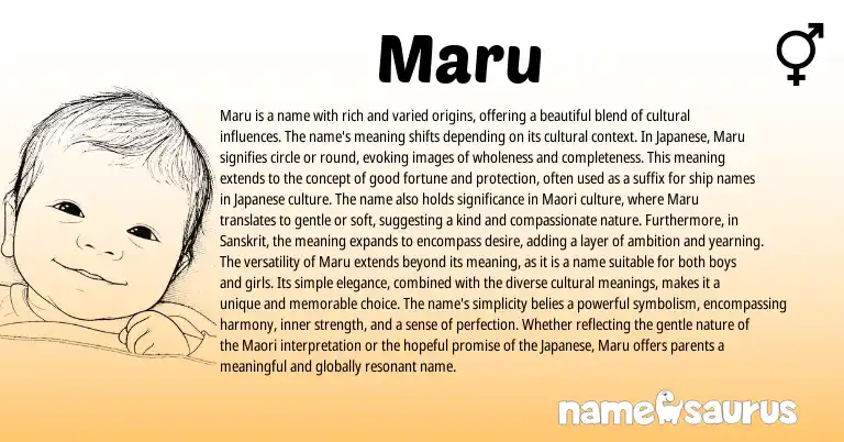 Infographic about Maru name meaning, Maru is a name from Japanese, Maori, Sanskrit origin(s).