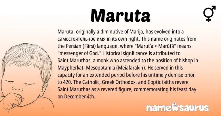 Infographic about Maruta name meaning, Maruta is a name from Persian, Coptic, Greek origin(s).