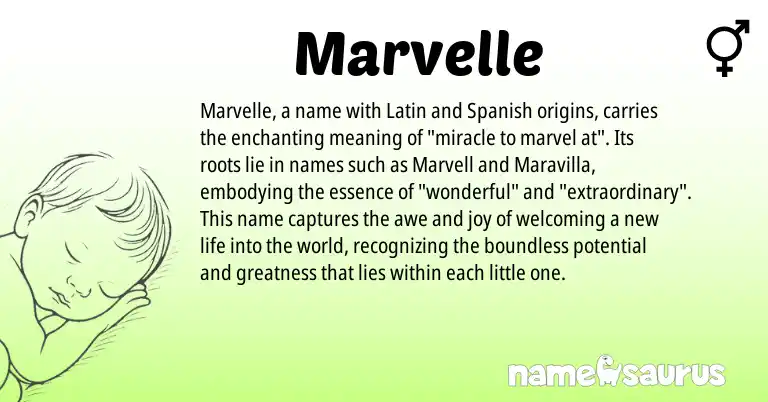 Infographic about Marvelle name meaning, Marvelle is a name from Spanish, Latin origin(s).