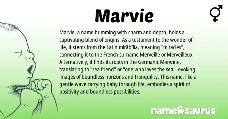 Infographic about Marvie name meaning, Marvie is a name from Germanic, French, Latin origin(s).