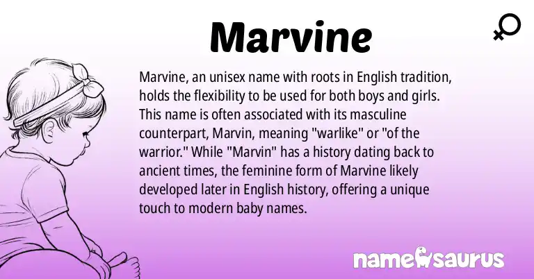 Infographic about Marvine name meaning, Marvine is a name from English origin(s).