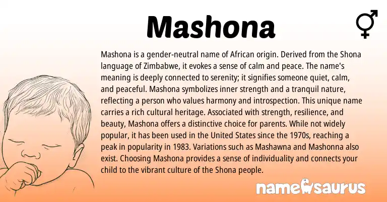 Infographic about Mashona name meaning, Mashona is a name from African, Shona origin(s).