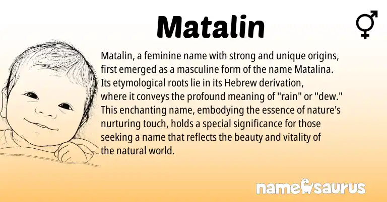 Infographic about Matalin name meaning, Matalin is a name from Hebrew origin(s).