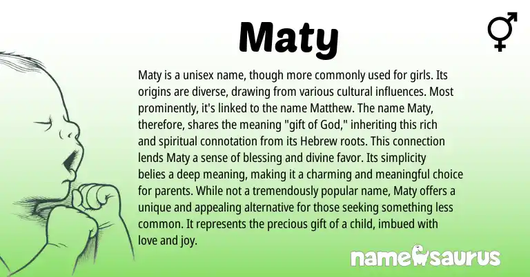 Infographic about Maty name meaning, Maty is a name from Hebrew origin(s).