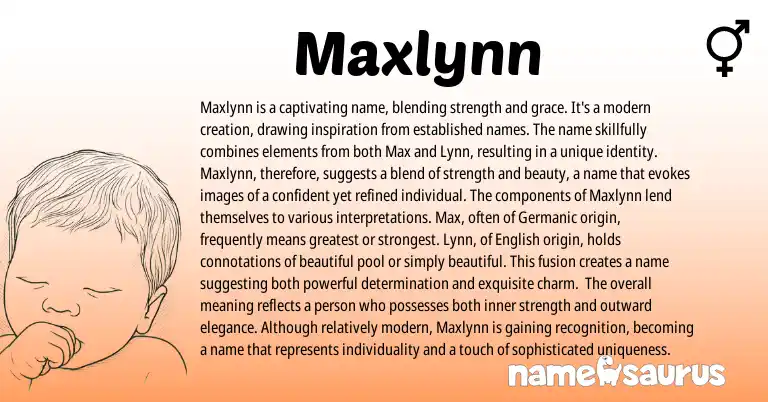 Infographic about Maxlynn name meaning, Maxlynn is a name from English origin(s).