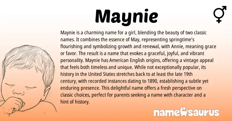 Infographic about Maynie name meaning, Maynie is a name from Other origin(s).