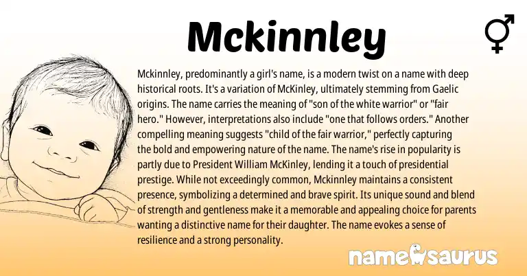 Infographic about Mckinnley name meaning, Mckinnley is a name from Irish, Scottish origin(s).