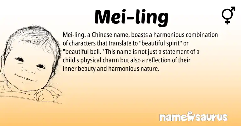 Infographic about Mei-ling name meaning, Mei-ling is a name from Chinese origin(s).