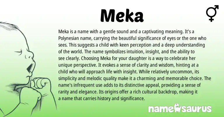 Infographic about Meka name meaning, Meka is a name from Hawaiian, Polynesian origin(s).