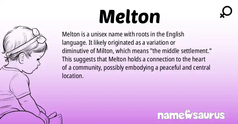 Infographic about Melton name meaning, Melton is a name from English origin(s).