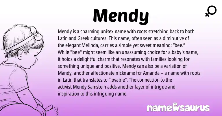 Infographic about Mendy name meaning, Mendy is a name from Latin, Greek origin(s).