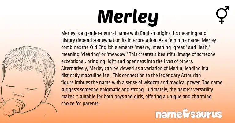 Infographic about Merley name meaning, Merley is a name from Arthurian, English origin(s).
