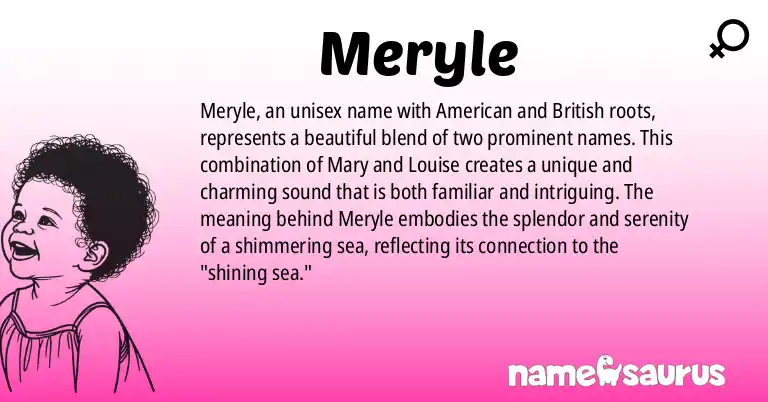 Infographic about Meryle name meaning, Meryle is a name from American, British origin(s).