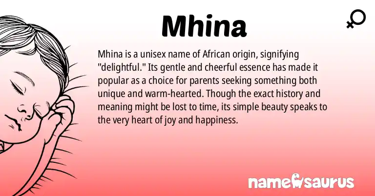 Infographic about Mhina name meaning, Mhina is a name from African origin(s).