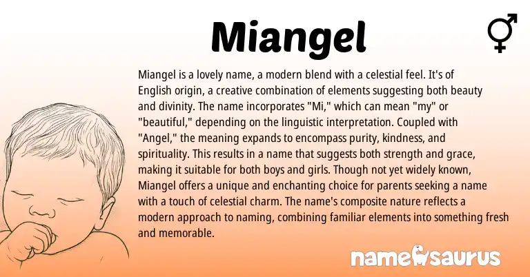 Infographic about Miangel name meaning, Miangel is a name from American origin(s).