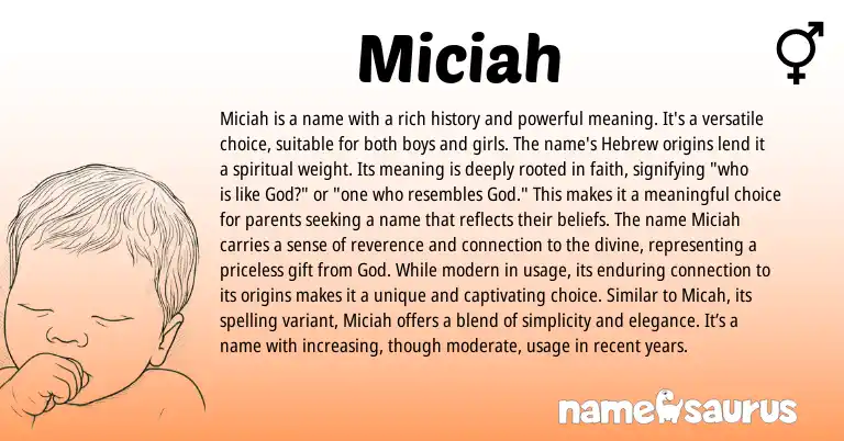 Infographic about Miciah name meaning, Miciah is a name from French, Hebrew origin(s).