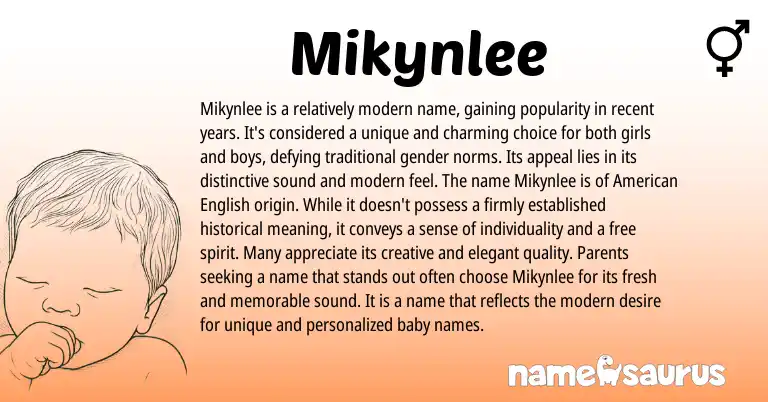 Infographic about Mikynlee name meaning, Mikynlee is a name from Other origin(s).