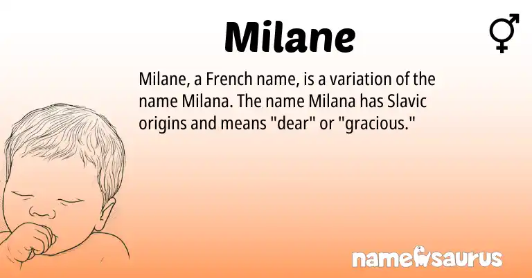 Infographic about Milane name meaning, Milane is a name from Slavic, French origin(s).
