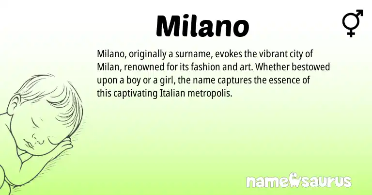 Infographic about Milano name meaning, Milano is a name from Italian origin(s).