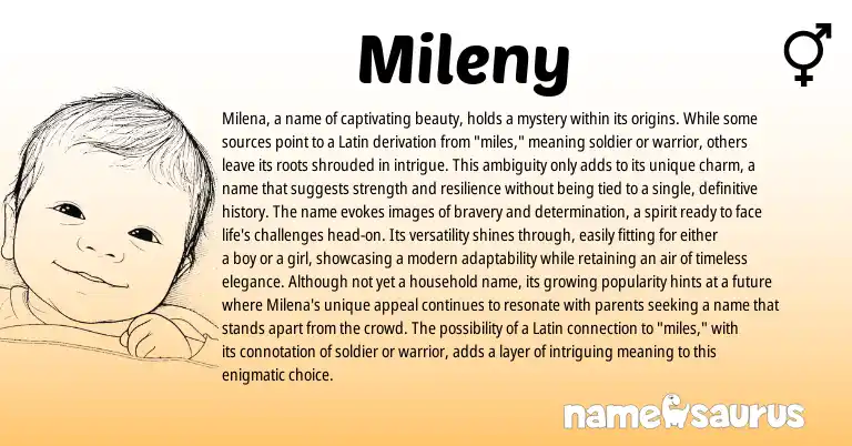 Infographic about Mileny name meaning, Mileny is a name from Latin origin(s).