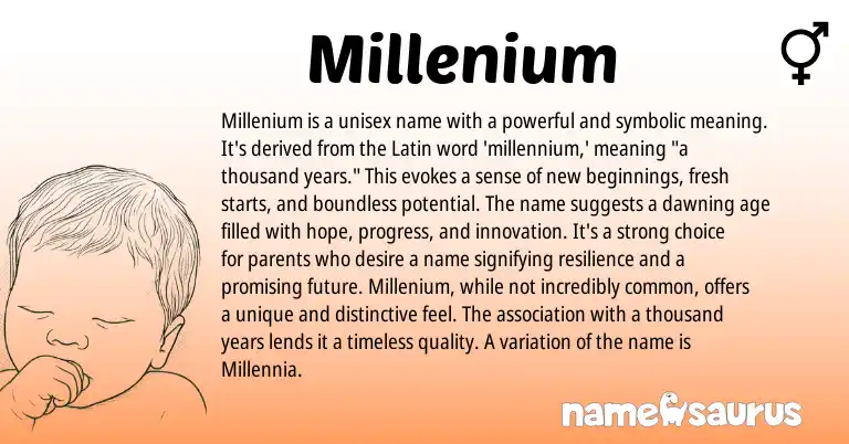 Infographic about Millenium name meaning, Millenium is a name from Latin, English origin(s).