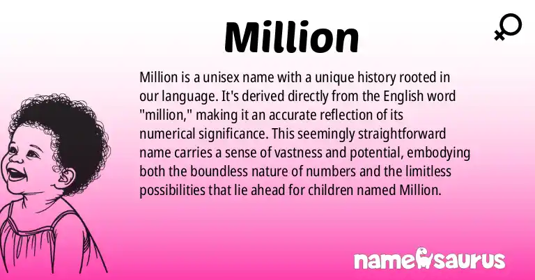 Infographic about Million name meaning, Million is a name from English origin(s).