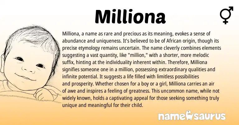 Infographic about Milliona name meaning, Milliona is a name from Other origin(s).