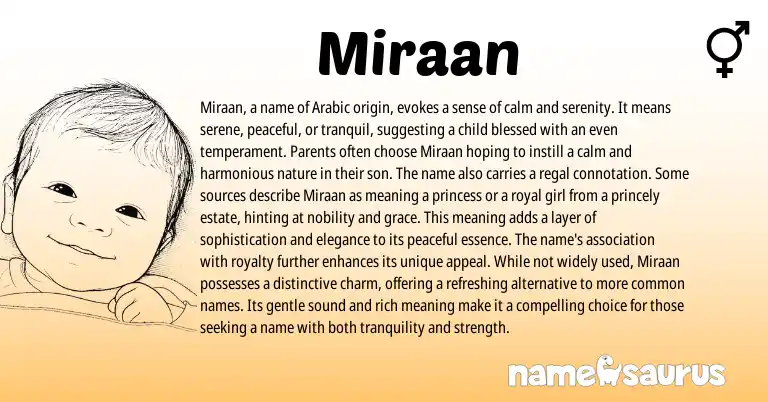 Infographic about Miraan name meaning, Miraan is a name from Hindi, Persian, Arabic origin(s).
