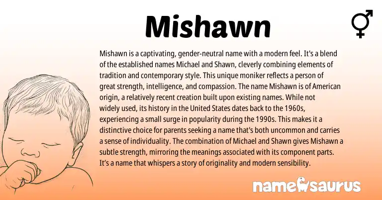 Infographic about Mishawn name meaning, Mishawn is a name from English origin(s).