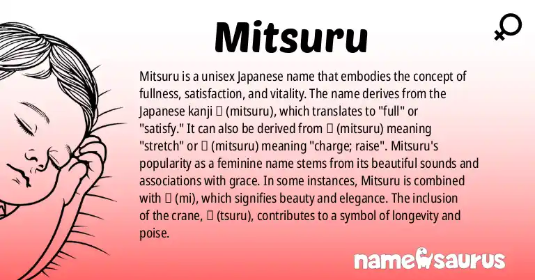 Infographic about Mitsuru name meaning, Mitsuru is a name from Japanese origin(s).