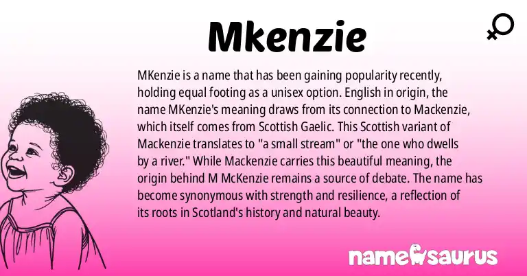Infographic about Mkenzie name meaning, Mkenzie is a name from English origin(s).