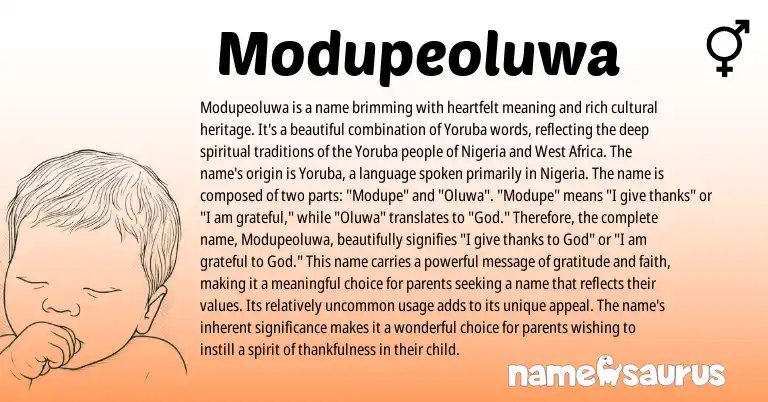Infographic about Modupeoluwa name meaning, Modupeoluwa is a name from Yoruba, Nigerian origin(s).