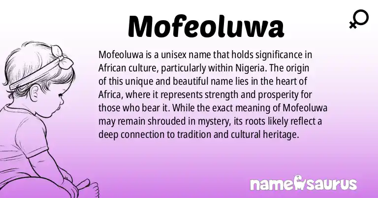Infographic about Mofeoluwa name meaning, Mofeoluwa is a name from African - Nigeria origin(s).